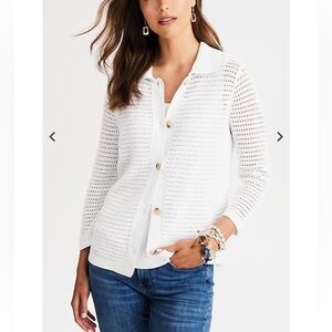 J. Jill Stretch Crochet Button Down Blouse Size Medium